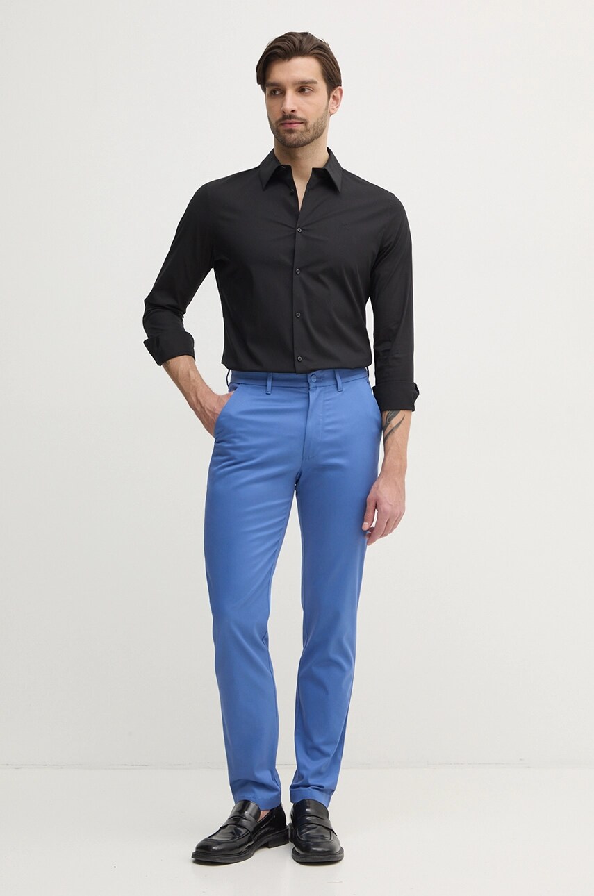Штани Calvin Klein чоловічі колір сірий облягаючі K10K113429