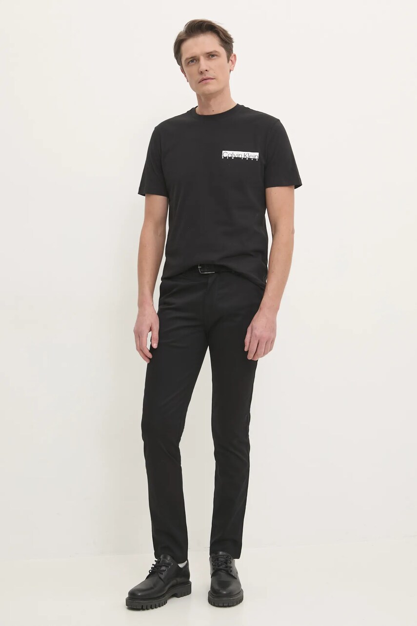 Штани Calvin Klein чоловічі колір чорний облягаючі K10K113429