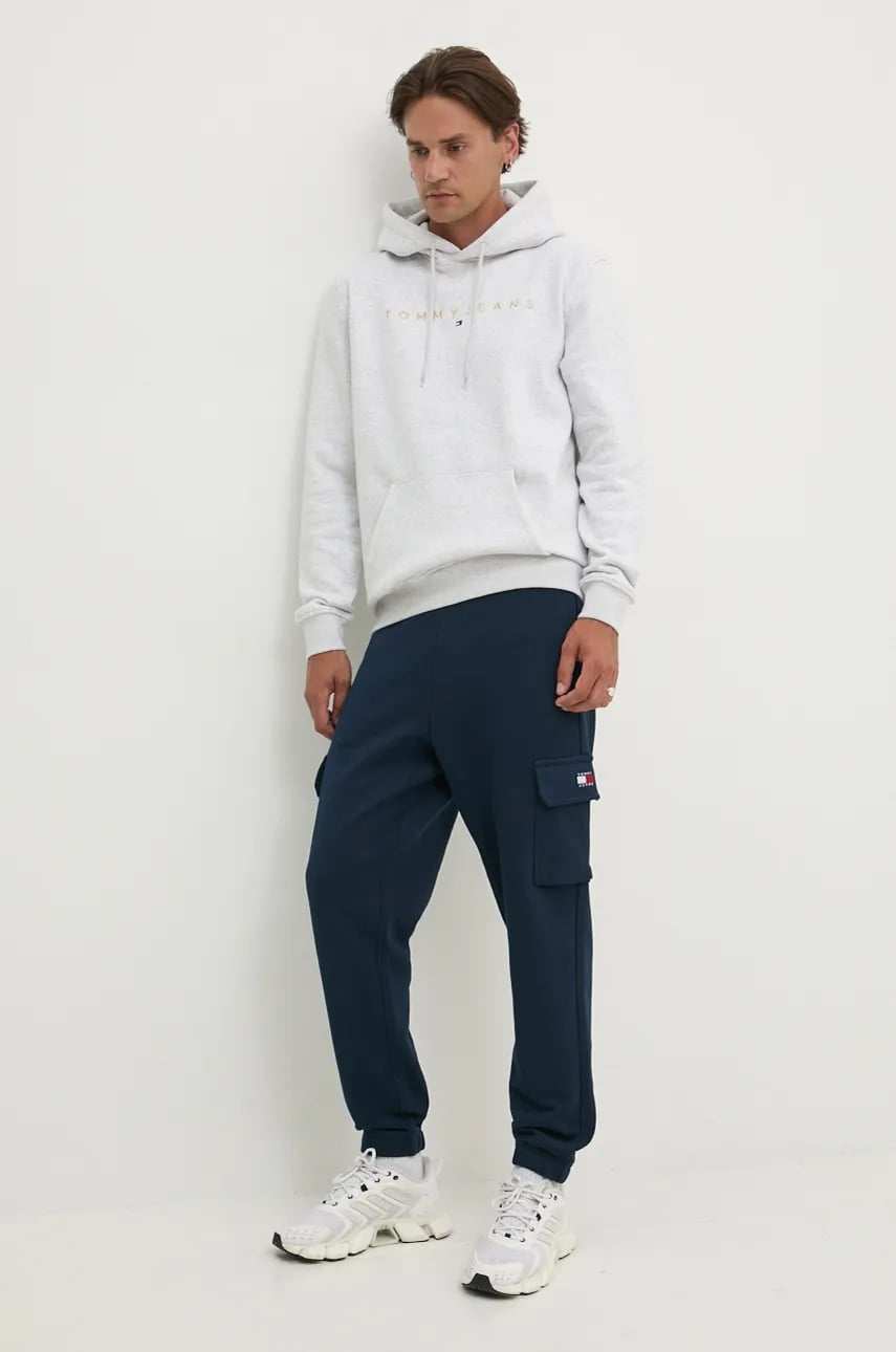 Бавовняні спортивні штани Tommy Jeans колір синій однотонні DM0DM19807