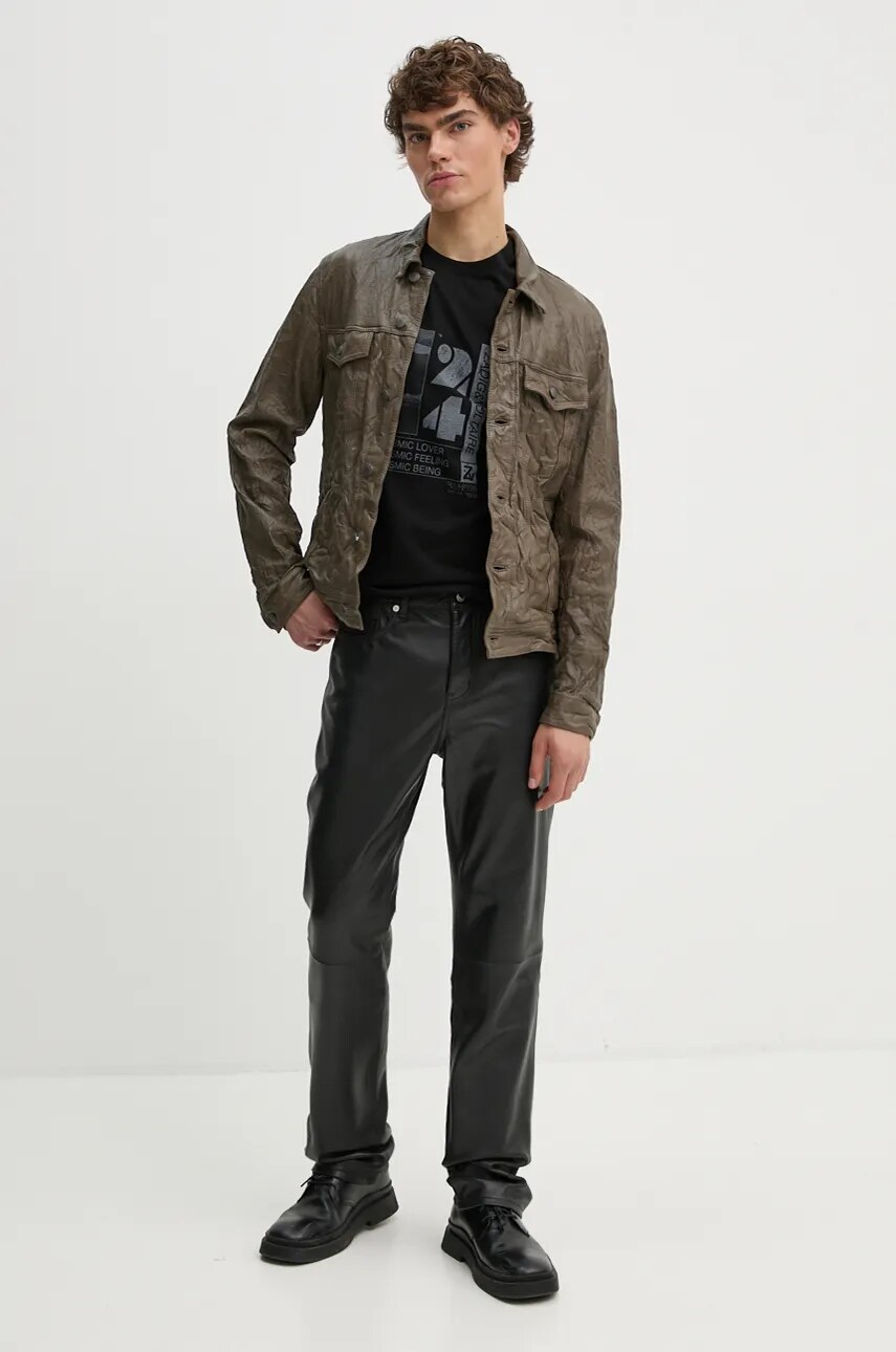 Шкіряні штани ZADIG&VOLTAIRE чоловічі колір чорний прямі RMPA00017