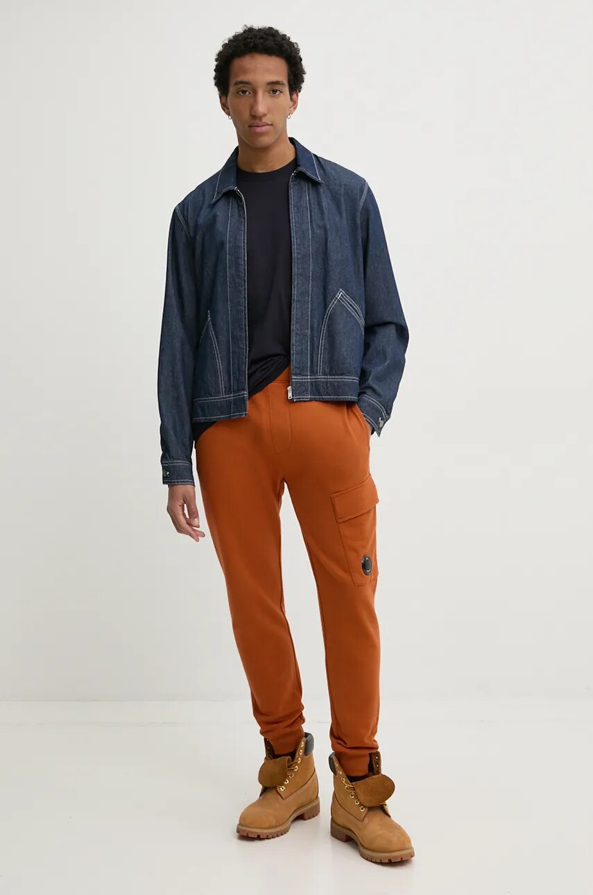Бавовняні спортивні штани C.P. Company Diagonal Raised Fleece Cargo Sweatpants колір помаранчевий однотонні 17CMSP017A005086W