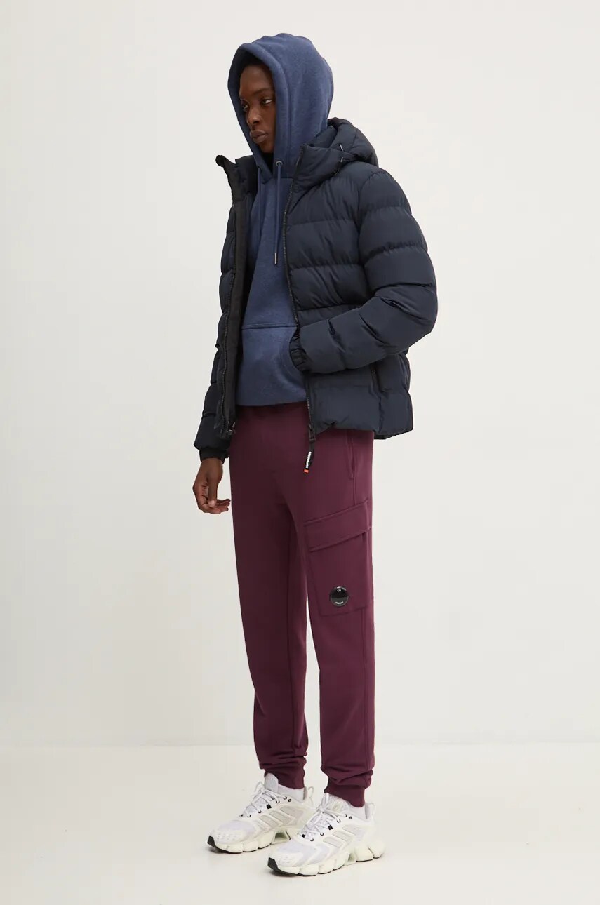 Бавовняні спортивні штани C.P. Company Diagonal Raised Fleece Cargo Sweatpants колір фіолетовий однотонні 17CMSP017A005086W