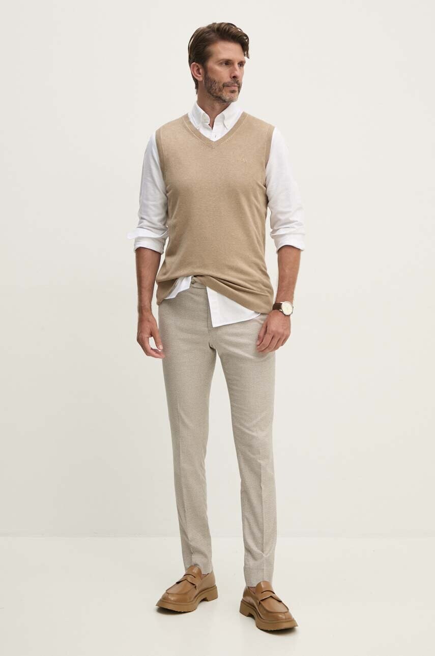 Штани Hackett London чоловічі колір бежевий облягаючі HM212626R