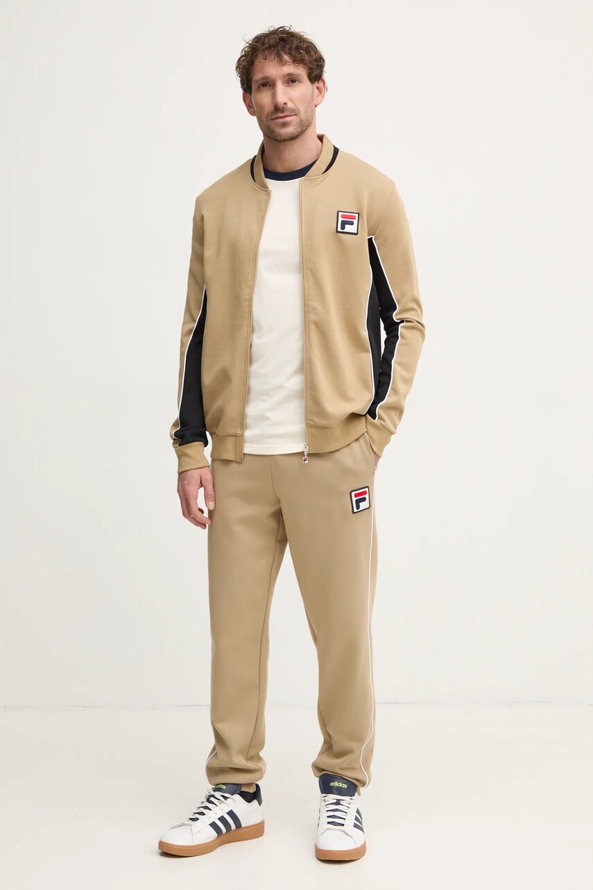 Спортивні штани Fila Lincoln колір бежевий з аплікацією FAM0663