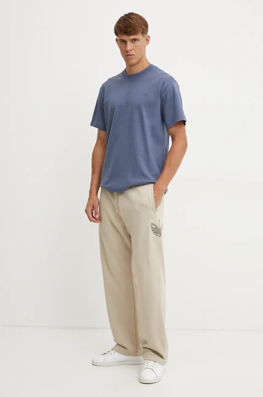 Спортивні штани adidas Originals колір бежевий з аплікацією JJ1509