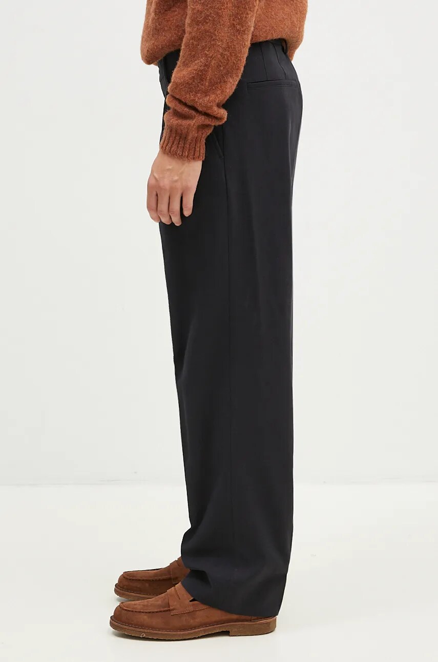 Штани з домішкою вовни Norse Projects Benn Relaxed Cotton Wool Twill Pleated Trouser колір чорний фасон chinos N25.0395.9999