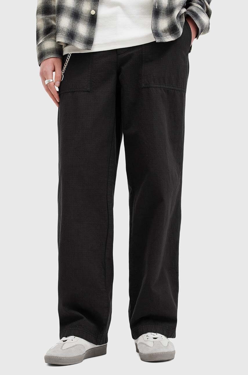 Бавовняні штани AllSaints CREEK TROUSER колір чорний прямі M021TB