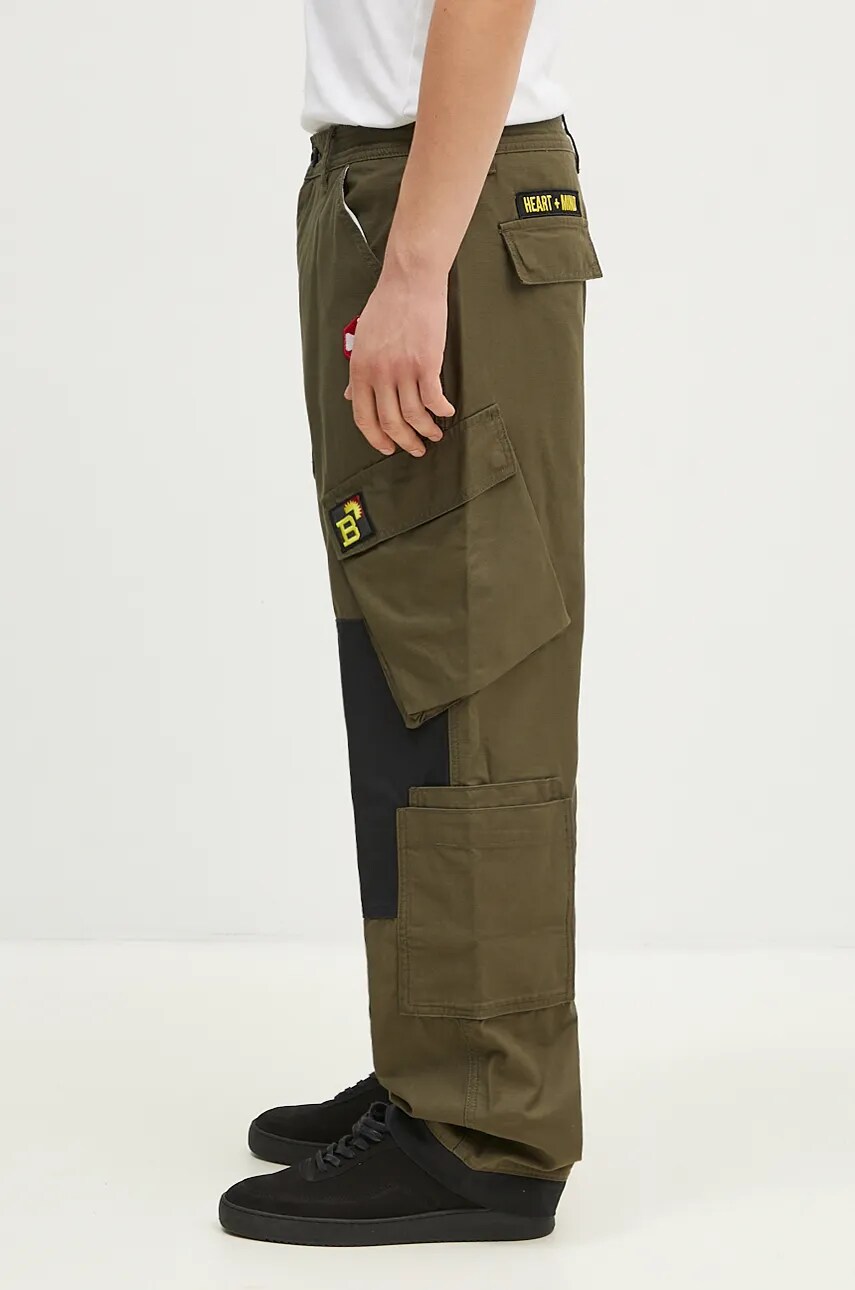 Бавовняні штани Billionaire Boys Club Patch Cargo Pant колір зелений прямі B24315