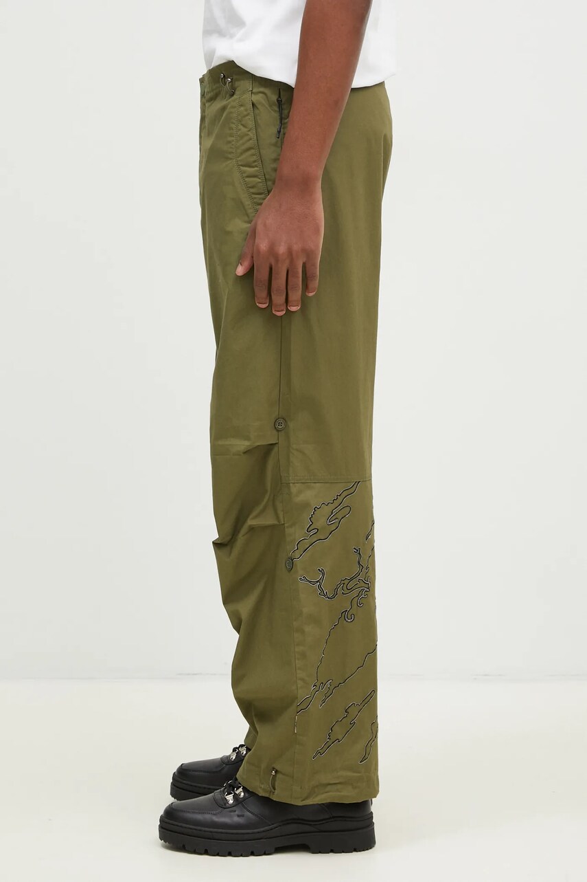 Бавовняні штани Maharishi Bonsai Landscape Loose Snopants колір зелений прямі 5346.OLIVE