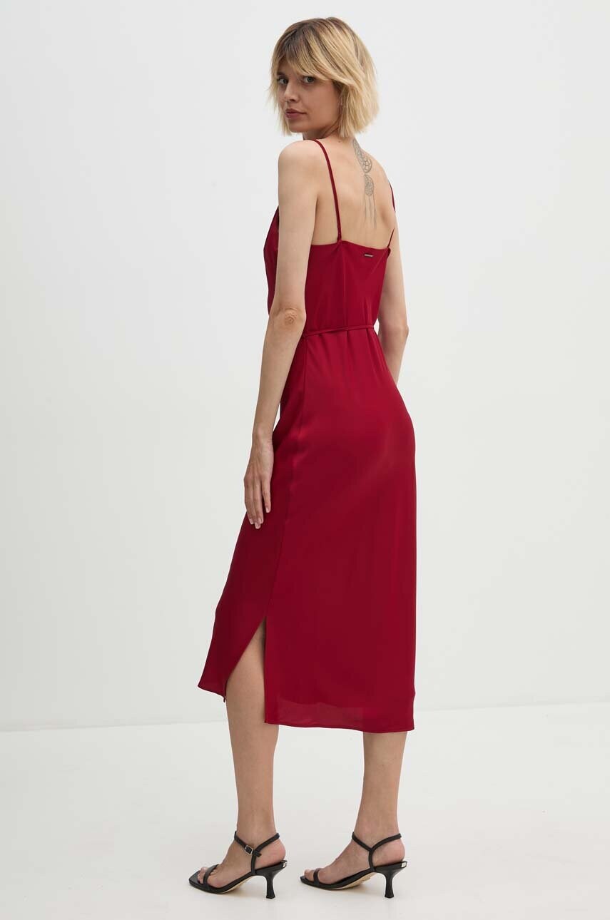 Сукня Calvin Klein колір бордовий midi пряма K20K207566