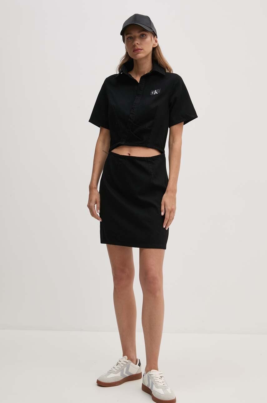 Джинсова сукня Calvin Klein Jeans колір чорний mini облягаюча J20J223666