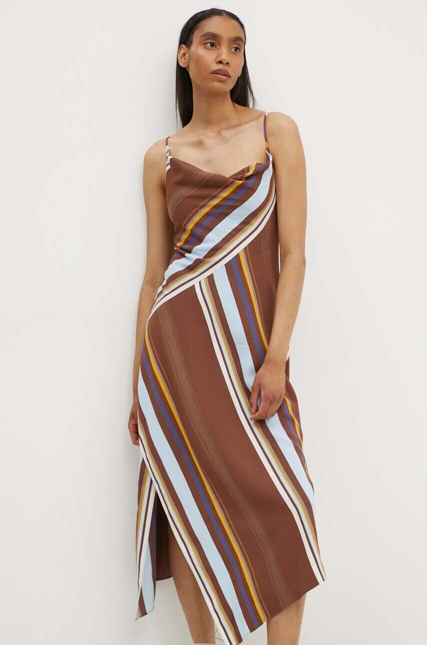 Сукня A.L.C. Lauren колір коричневий midi розкльошена 6DRES02381