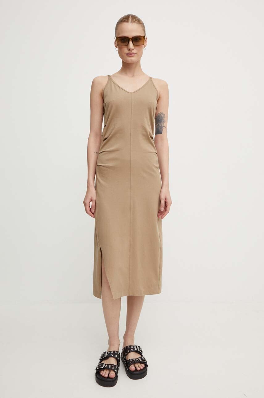 Бавовняна сукня G-Star Raw колір коричневий mini облягаюча D24573-B771