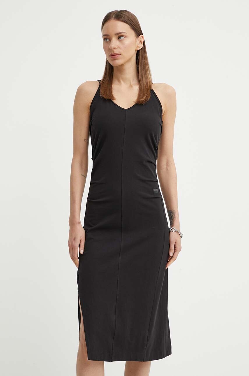 Бавовняна сукня G-Star Raw колір чорний mini облягаюча D24573-B771