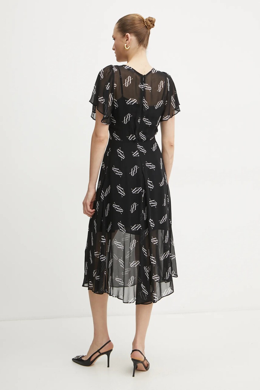 Сукня Armani Exchange колір чорний midi розкльошена 6DYA08 YN1VZ