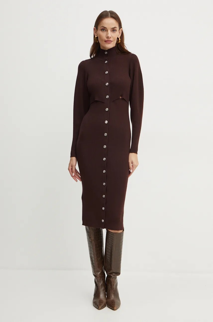 Сукня Pinko колір коричневий midi облягаюча 104019 A15S