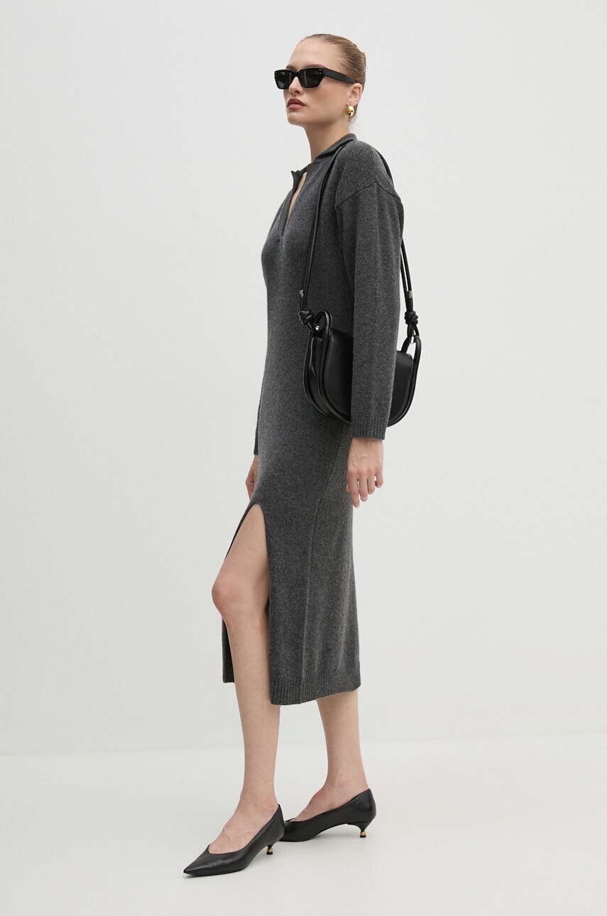 Вовняна сукня Pinko колір сірий maxi oversize 104064 A1CH