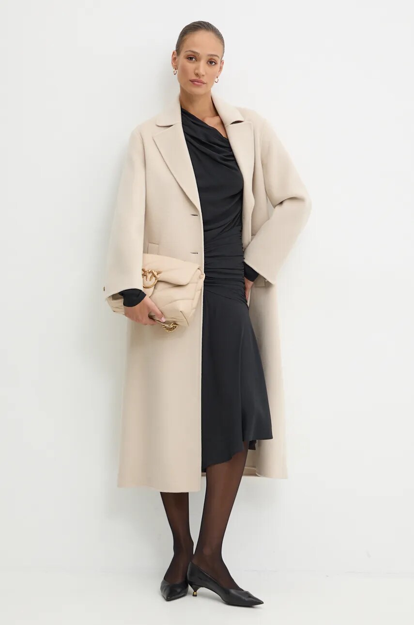 Сукня з домішкою шовку Pinko колір чорний maxi розкльошена 103873 A207