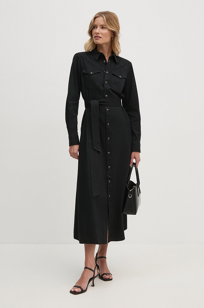 Бавовняна сукня Polo Ralph Lauren колір чорний maxi розкльошена