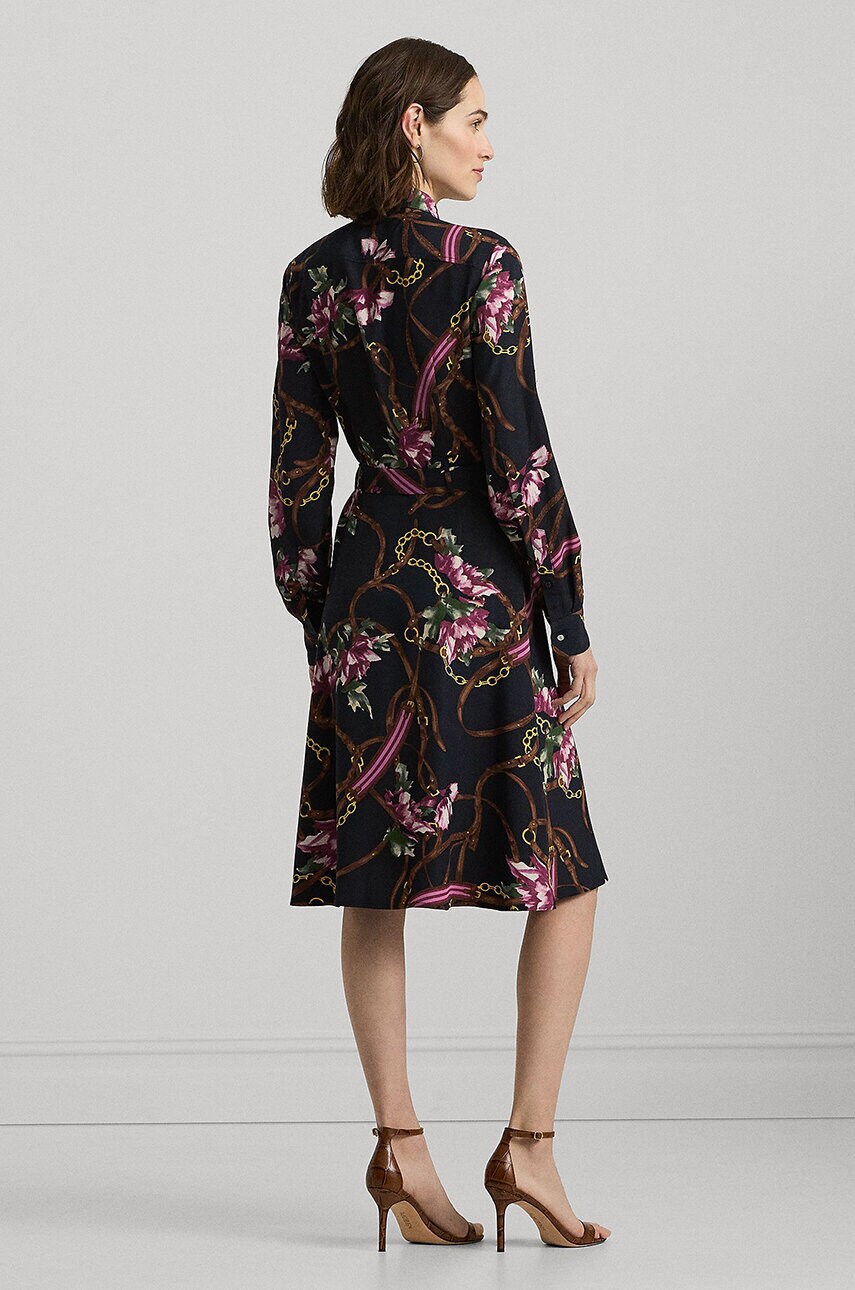 Сукня Lauren Ralph Lauren колір синій midi розкльошена 200940188