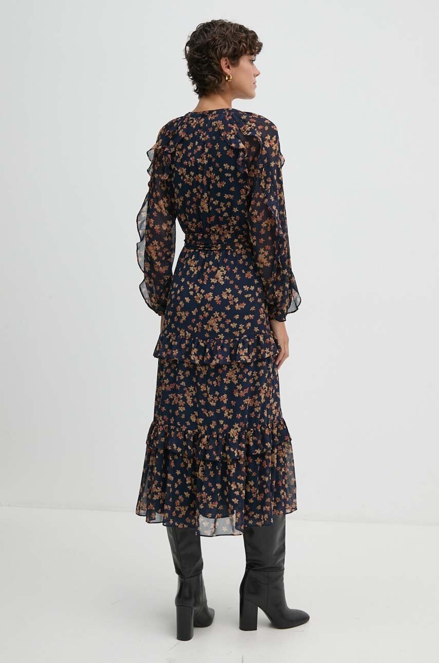 Сукня Lauren Ralph Lauren колір синій midi розкльошена 200940190