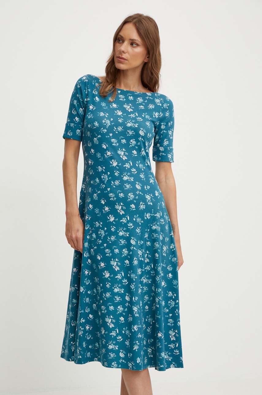 Сукня Lauren Ralph Lauren колір бірюзовий midi розкльошена 250940554