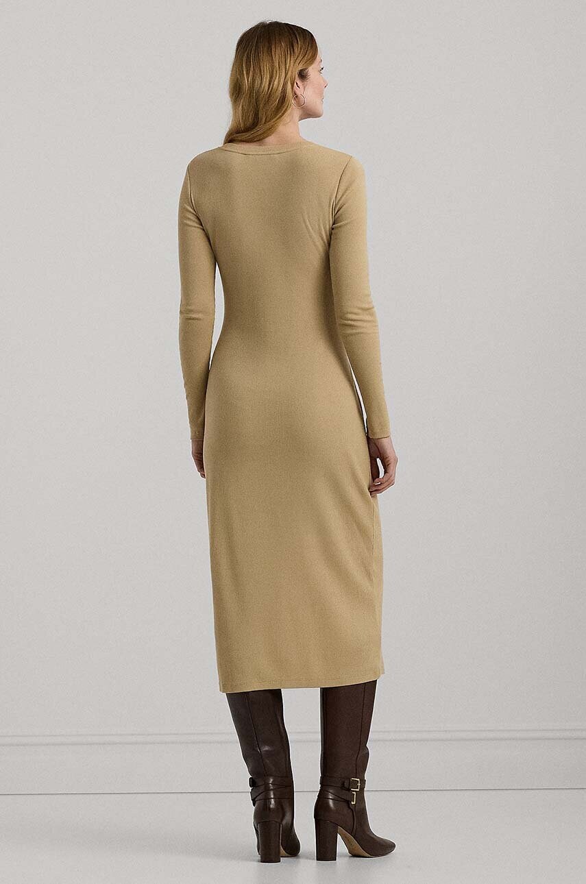 Сукня Lauren Ralph Lauren колір бежевий maxi облягаюча 250940596