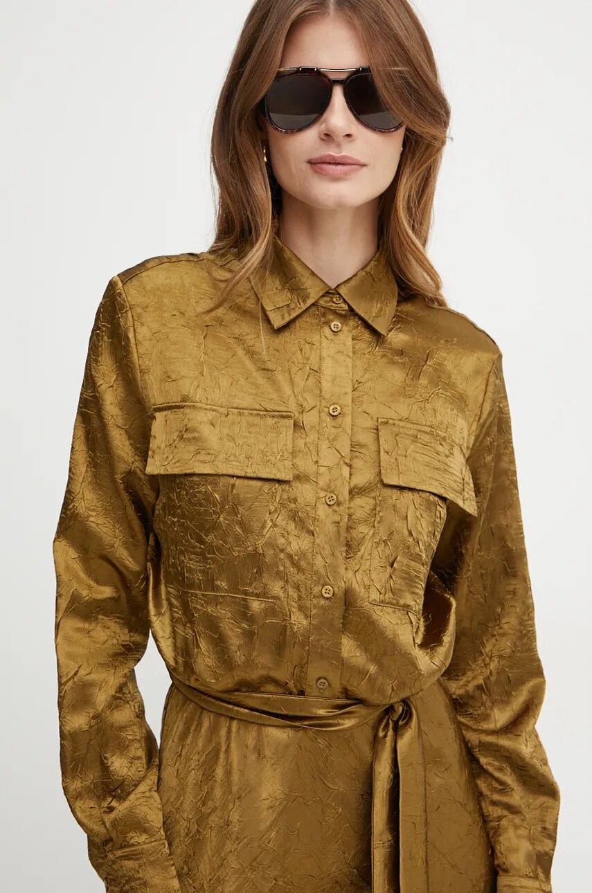 Сукня Pinko колір золотий maxi розкльошена 104426 A285
