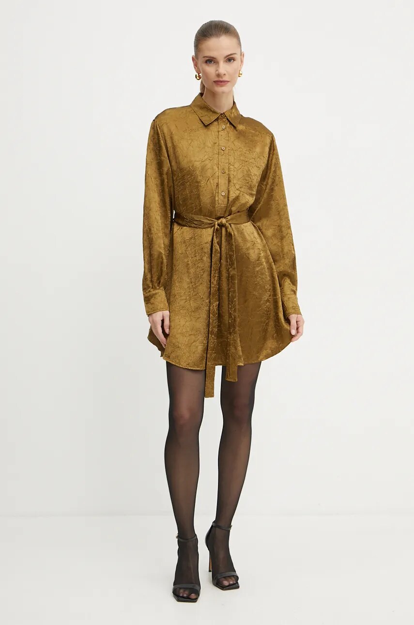 Сукня Pinko колір золотий mini розкльошена 104424 A285