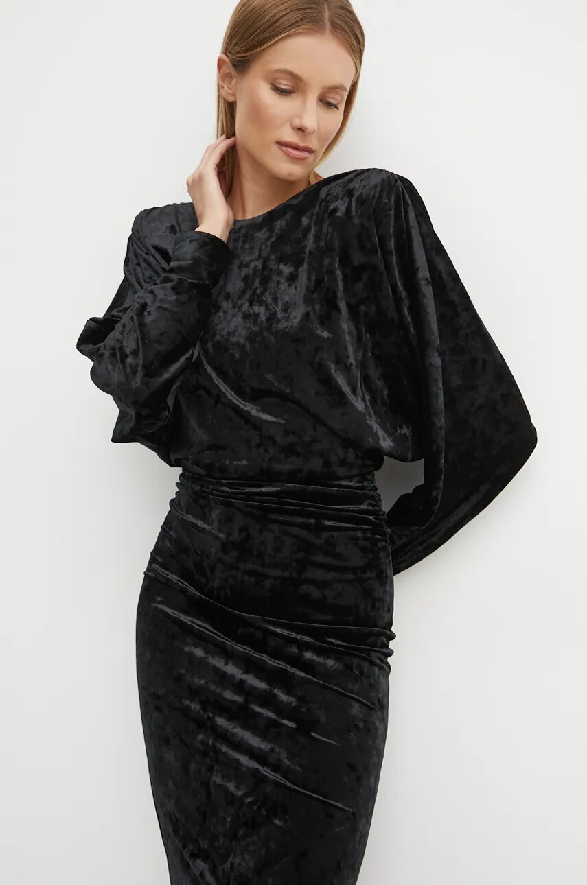 Велюрова сукня Pinko колір чорний maxi облягаюча 104497 A29L