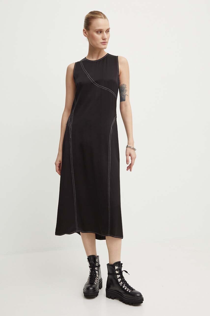 Сукня Day Birger et Mikkelsen Becca - Fluid Viscose RD колір чорний midi пряма DAY65243203
