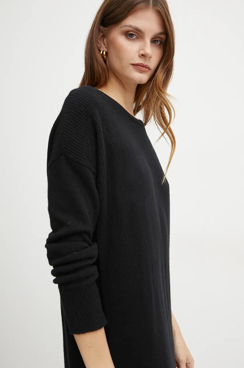 Вовняна сукня Liu Jo колір чорний maxi oversize WF4533 MS009