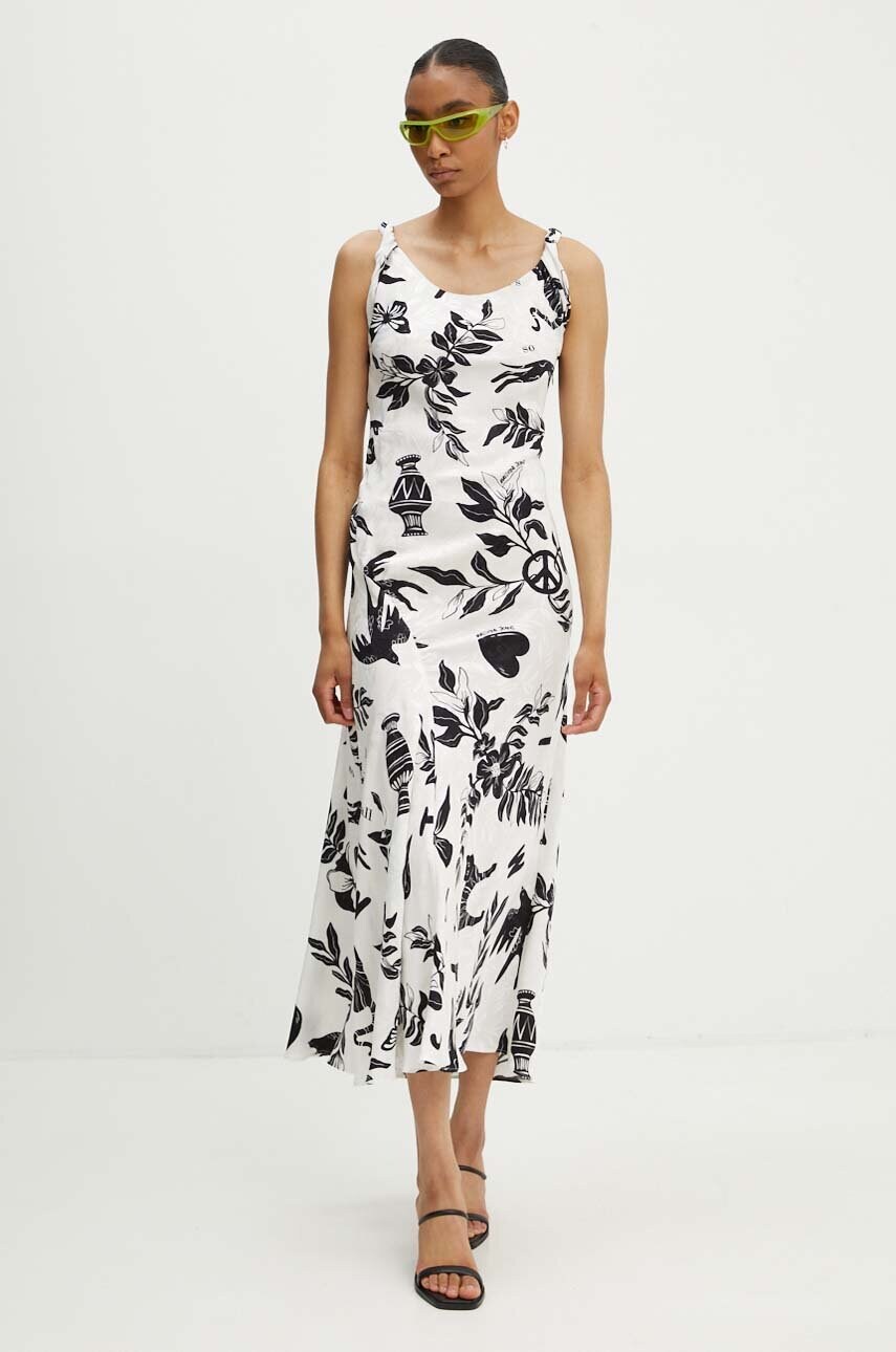 Сукня Moschino Jeans колір білий maxi розкльошена 0436.8243