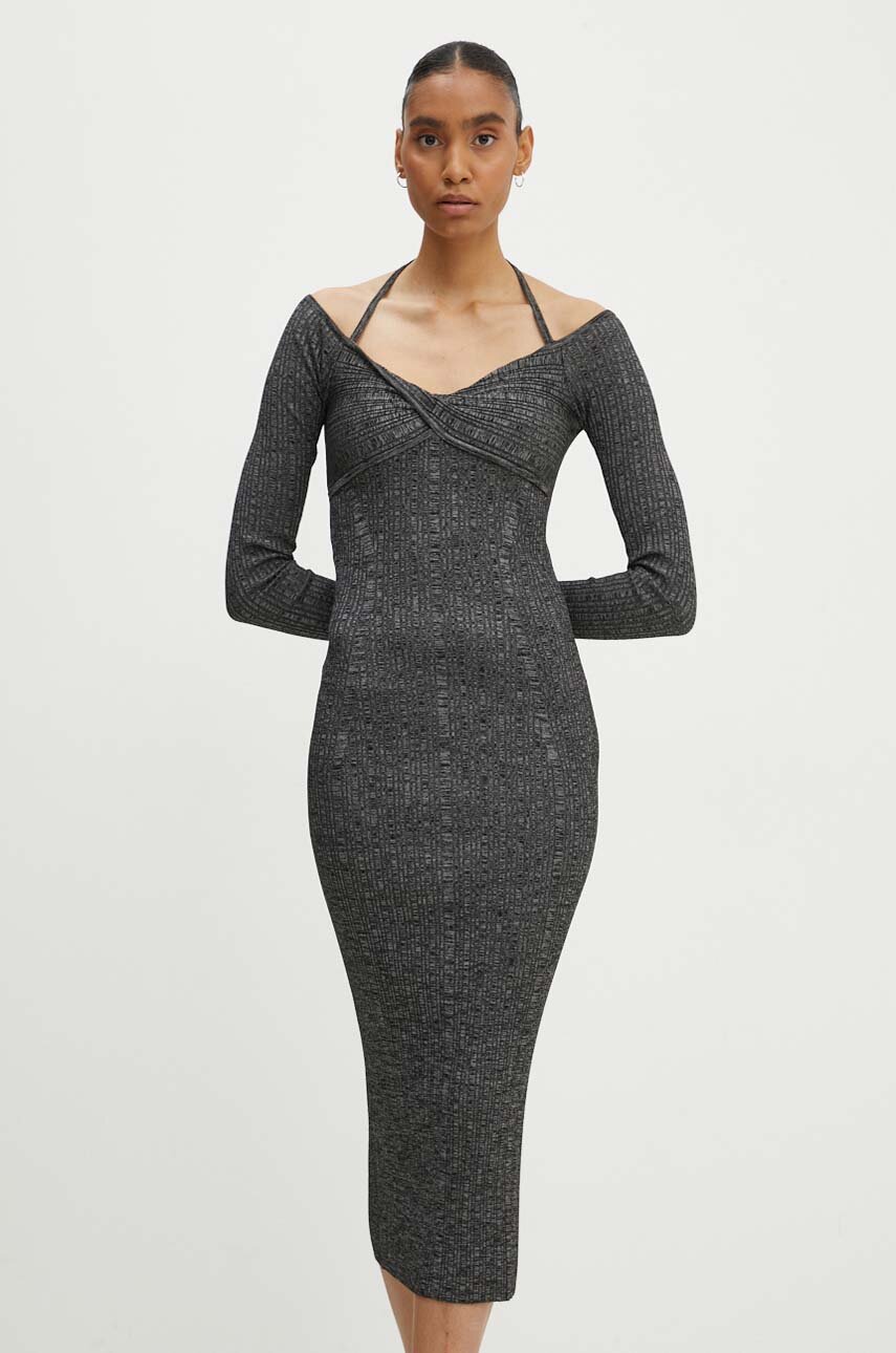 Сукня Moschino Jeans колір сірий midi облягаюча 0481.8201