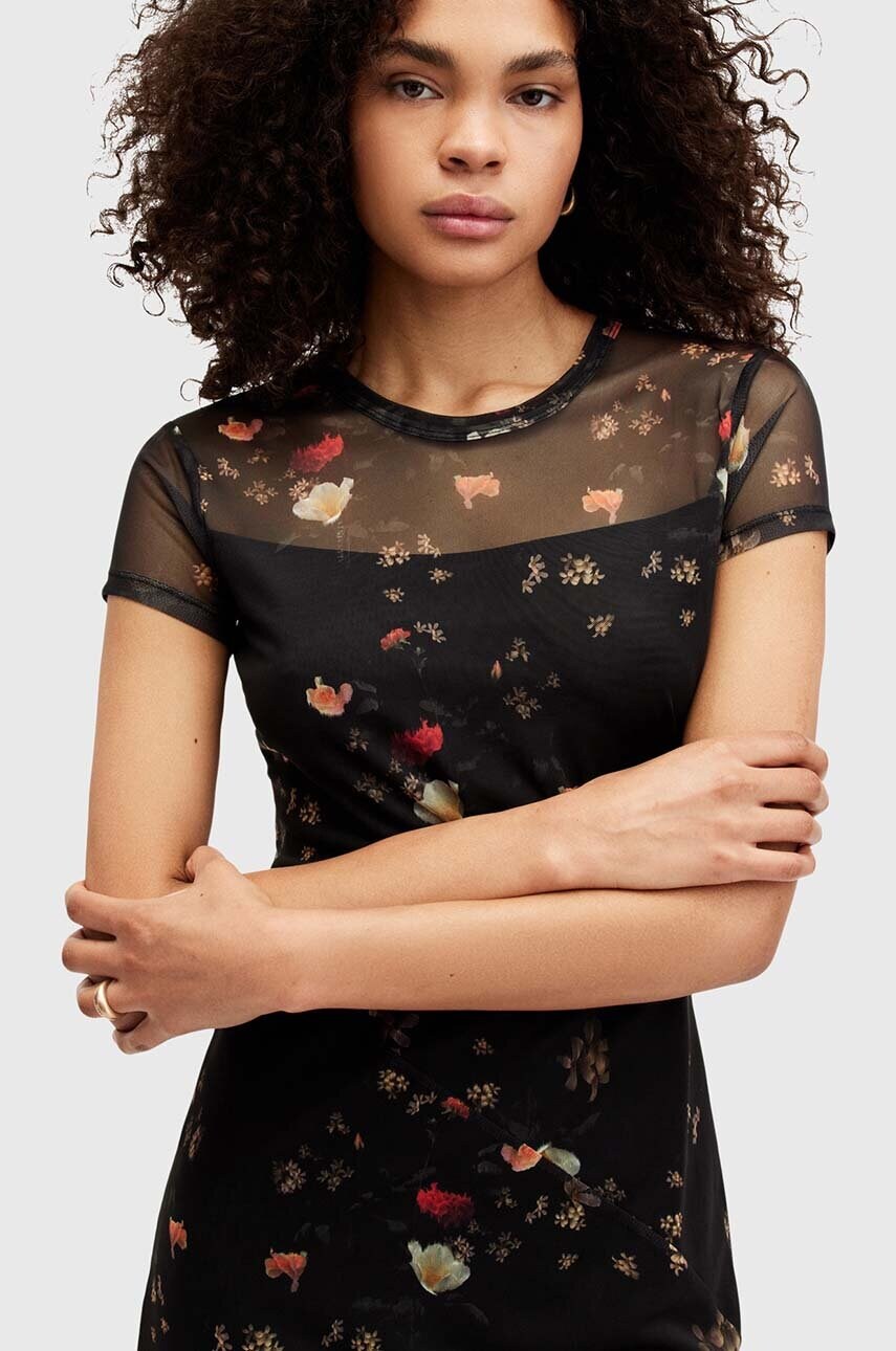Сукня AllSaints HANNA KORA SS колір чорний midi облягаюча W164DA