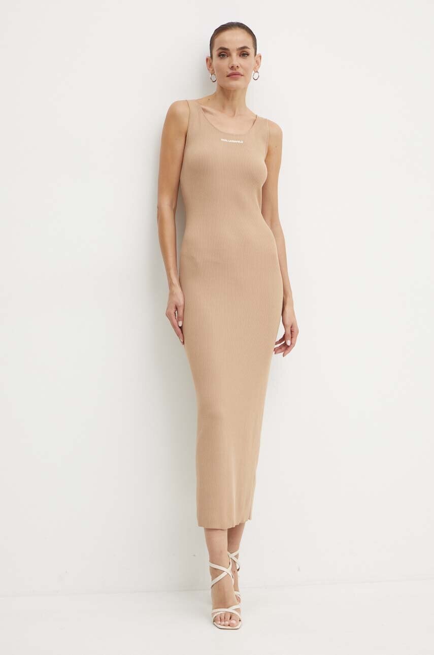 Сукня Karl Lagerfeld колір бежевий maxi облягаюча 245W1332