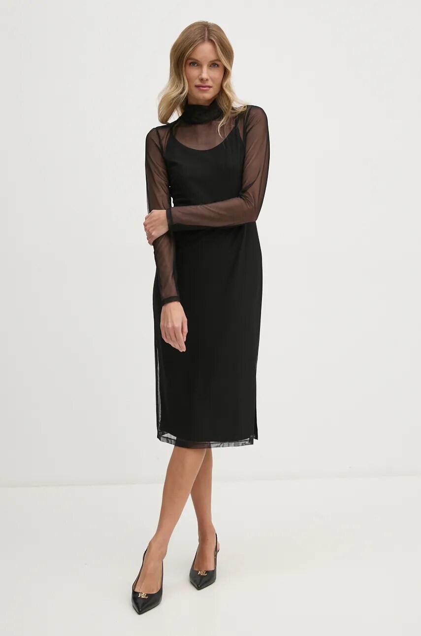 Сукня Dkny колір чорний midi облягаюча P4HD7XSG