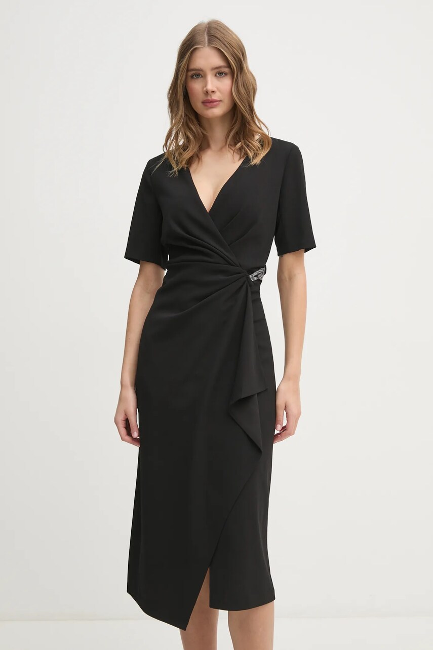 Сукня Dkny колір чорний midi розкльошена DD4H1B66