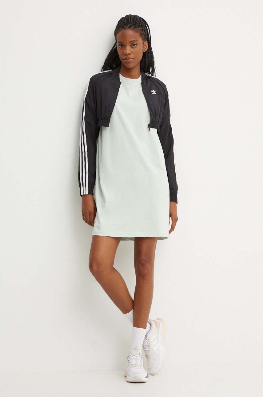 Бавовняна сукня adidas Essentials колір зелений mini oversize IY4243
