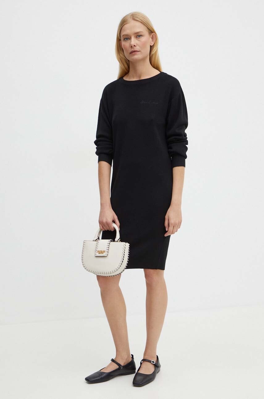Сукня з домішкою вовни Armani Exchange колір чорний mini облягаюча 6DYA1J YME3Z