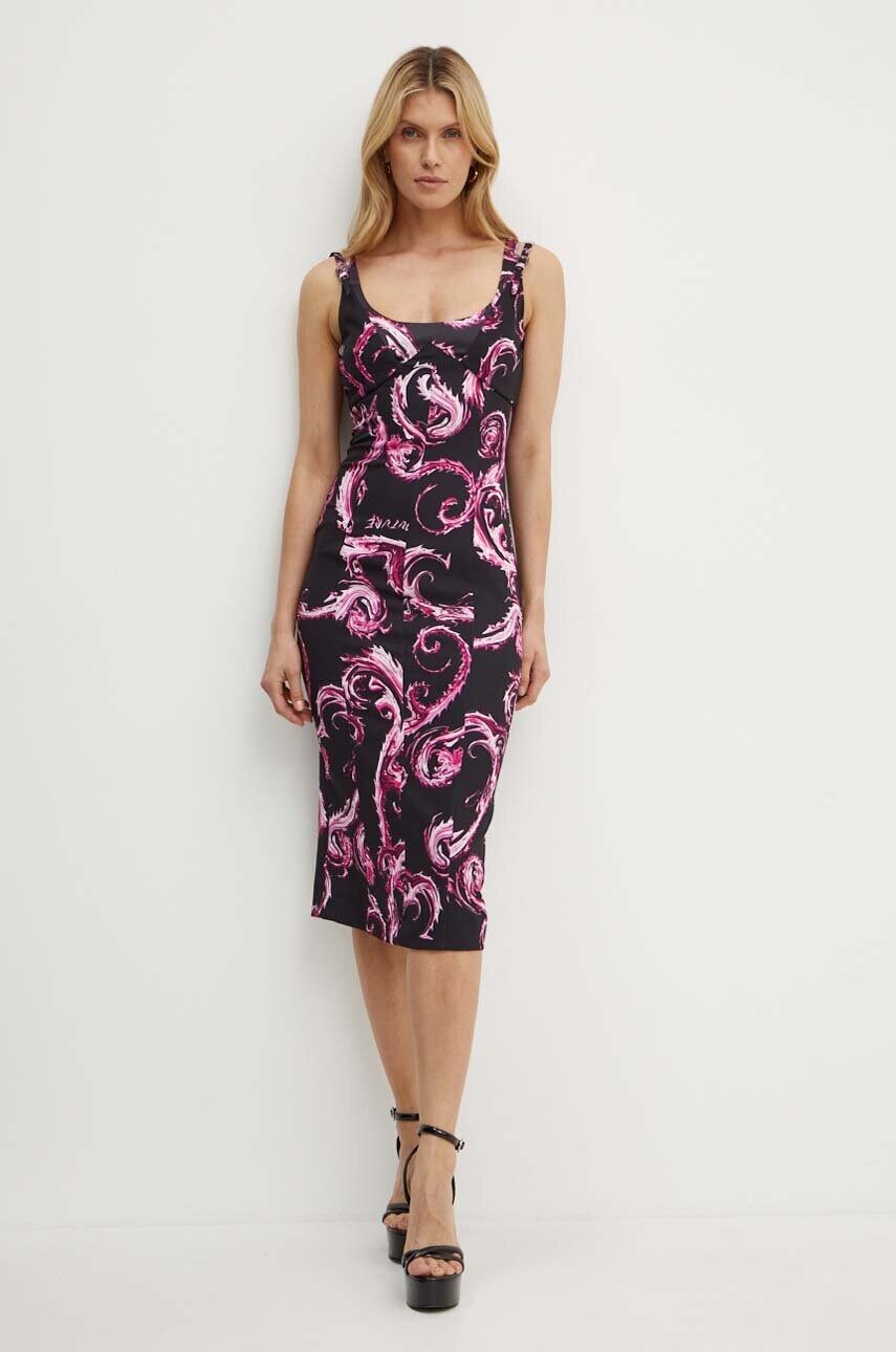 Сукня Versace Jeans Couture колір чорний midi облягаюча 77HAO919 NS515