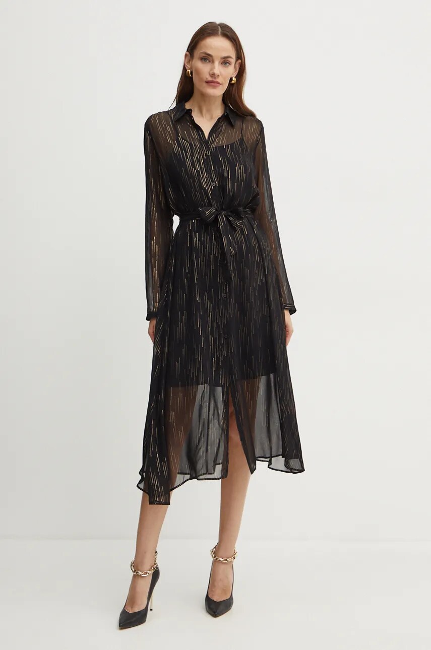 Сукня Armani Exchange колір чорний midi розкльошена 6DYA44 YN2VZ