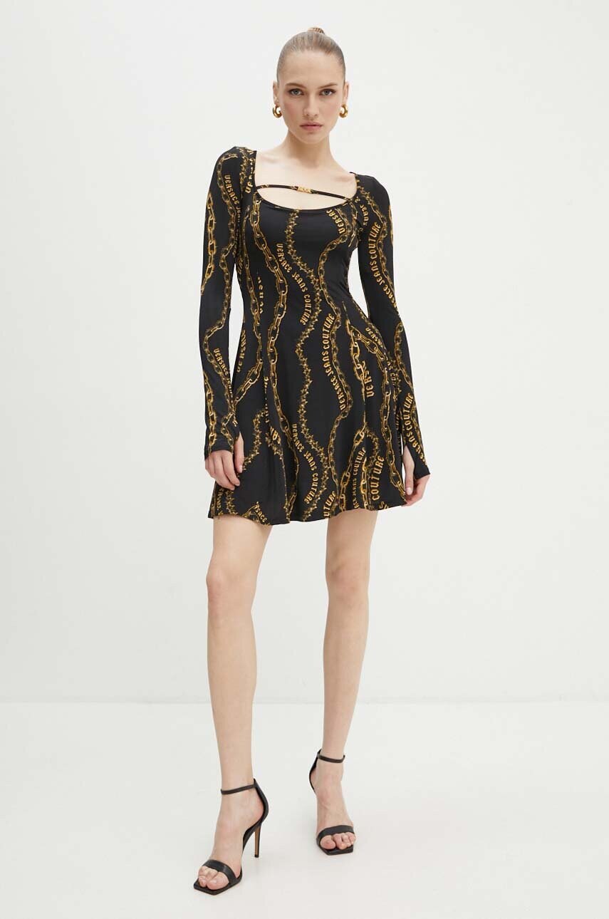 Сукня Versace Jeans Couture колір чорний mini розкльошена 77HAO922 JS416