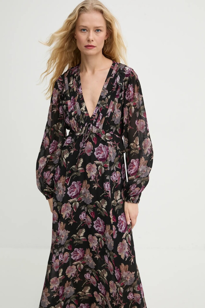 Сукня The Kooples колір чорний maxi пряма FROB29079K