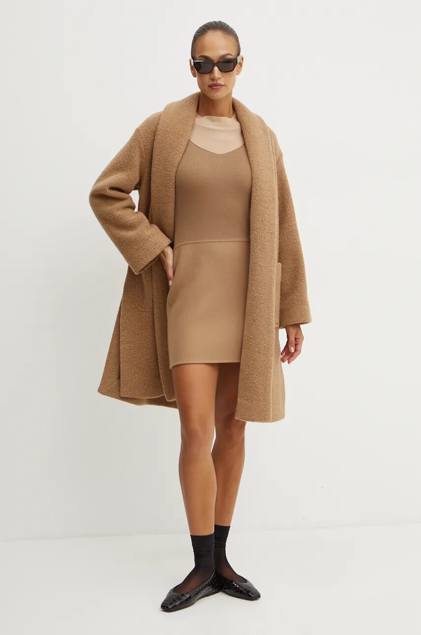 Вовняна сукня Weekend Max Mara Joyroad by Lucy Hale колір коричневий mini розкльошена 2425226016600