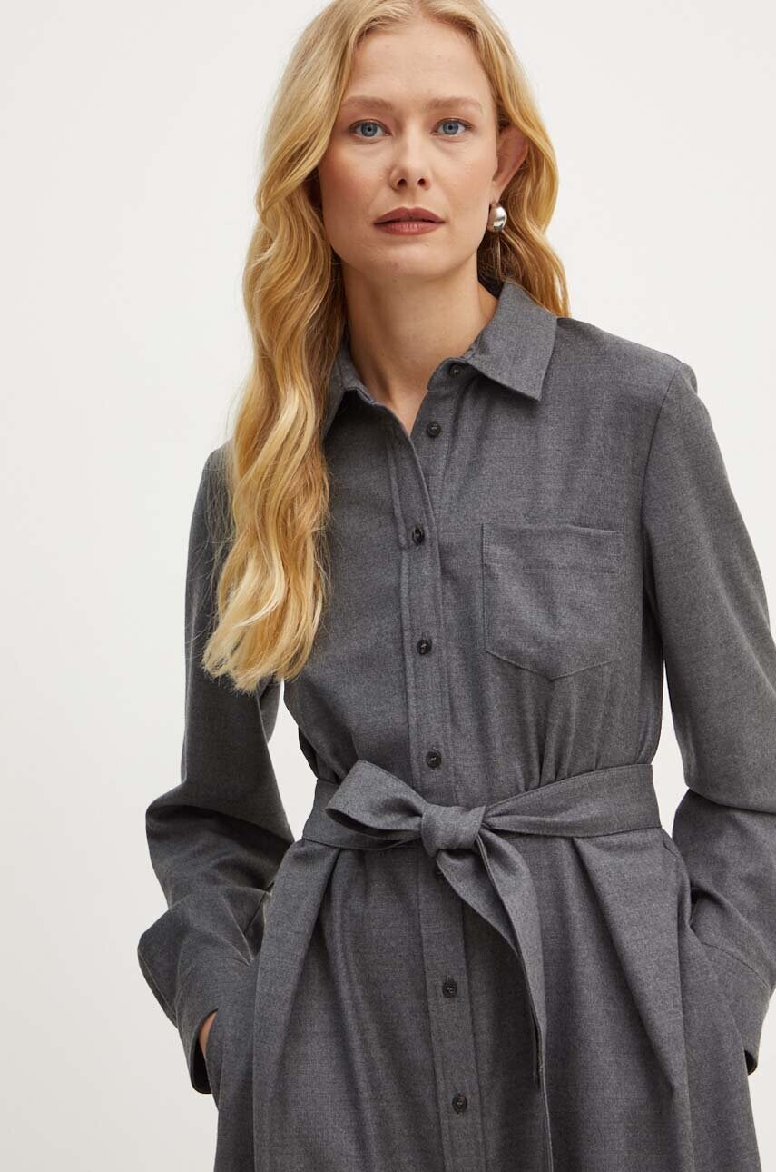 Вовняна сукня Weekend Max Mara колір сірий midi розкльошена 2425226042600