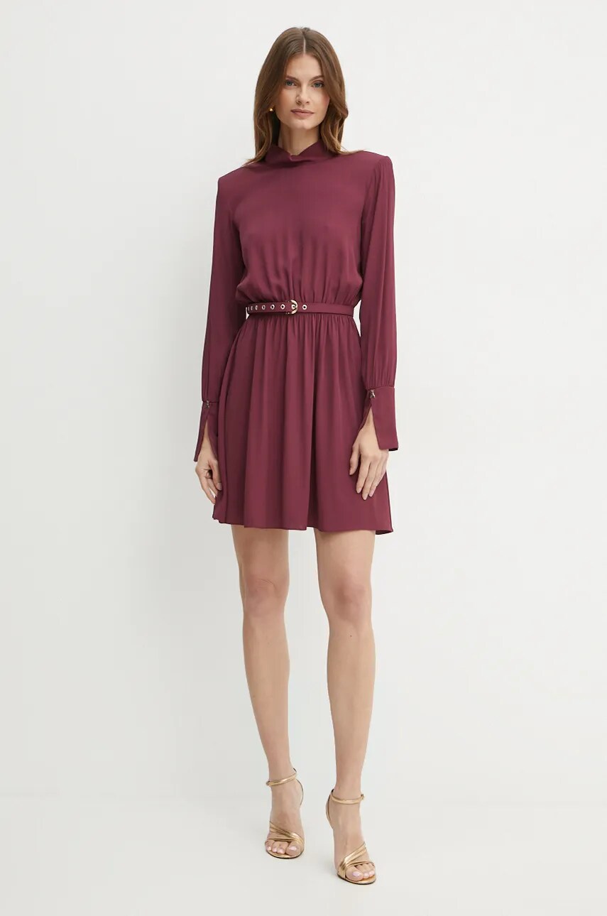 Сукня Patrizia Pepe колір бордовий mini розкльошена 2A2844 A509