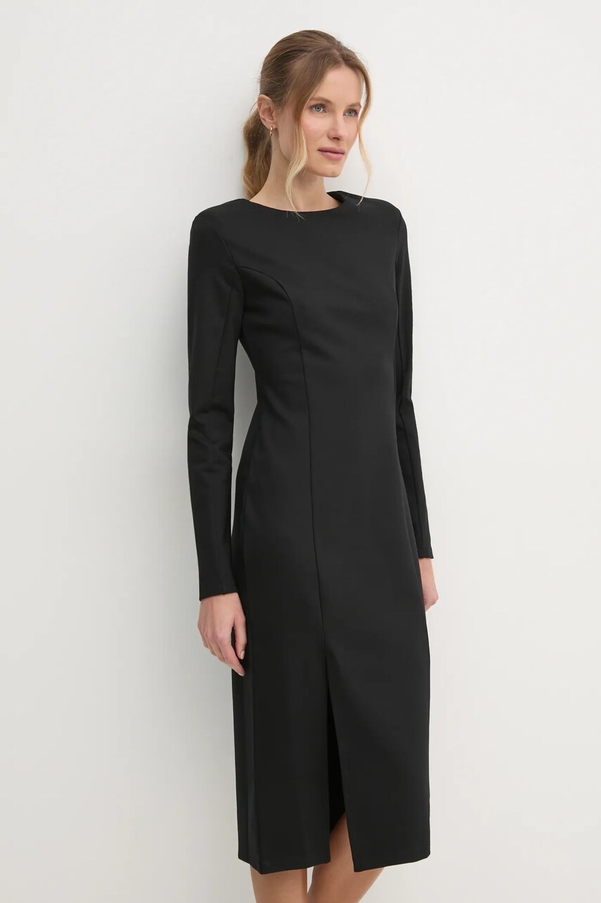 Сукня United Colors of Benetton колір чорний midi пряма 4T9ADV0AD