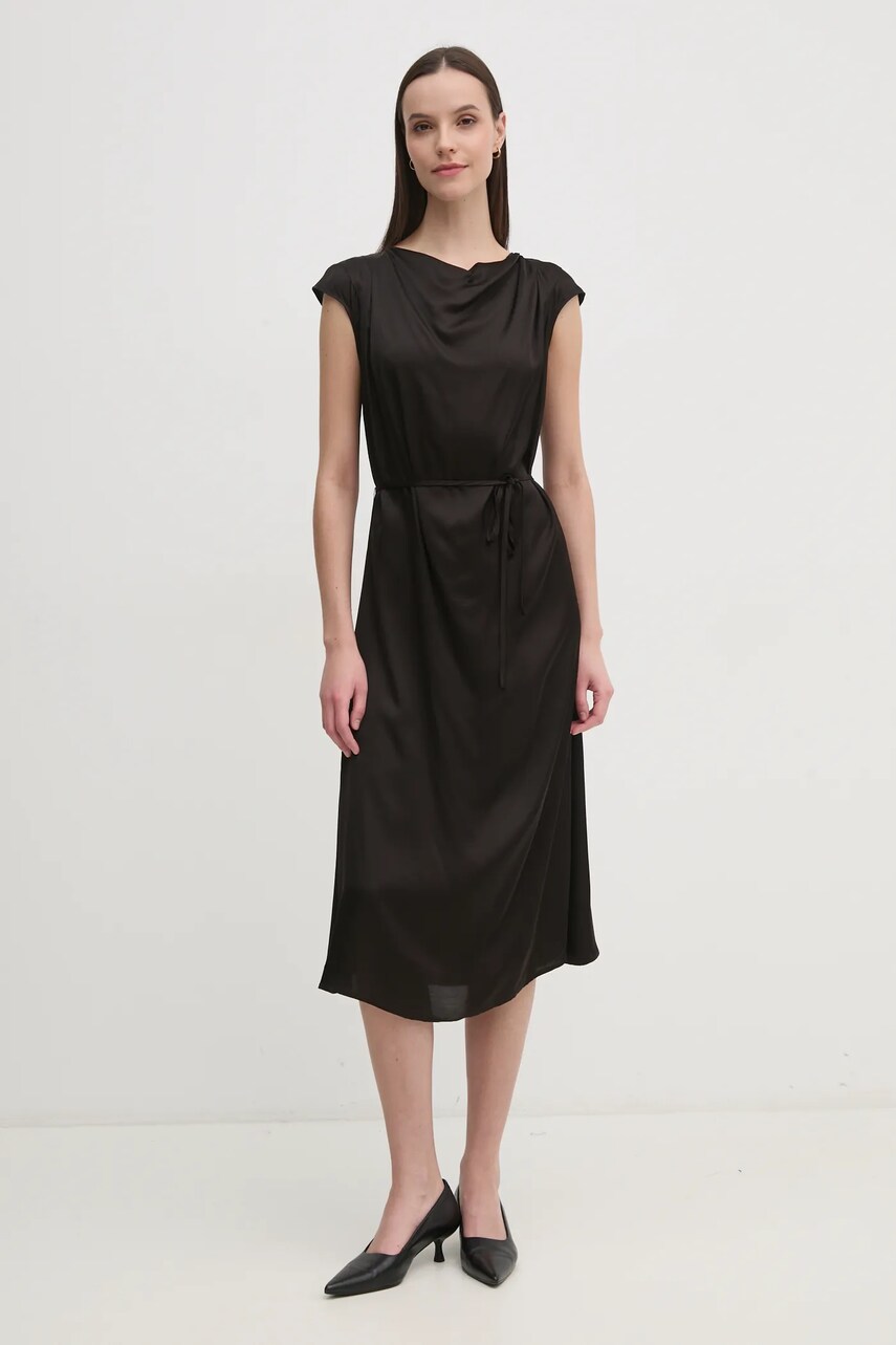 Сукня United Colors of Benetton колір чорний midi розкльошена 4FWVDV0AB