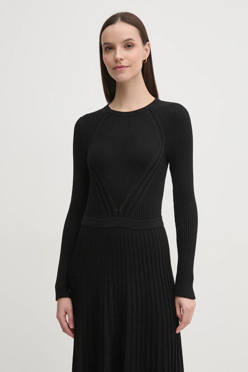 Сукня United Colors of Benetton колір чорний midi розкльошена 1QMKDV01W